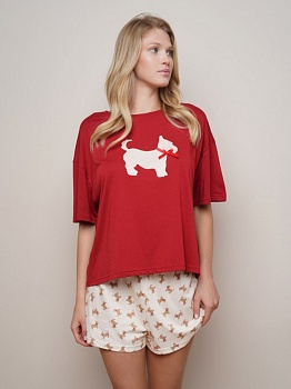 Пижама футболка + шорты для женщин Indefini 179316