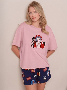 Пижама футболка + шорты для женщин Indefini 179564