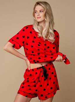 Пижама футболка + шорты для женщин Indefini 177336