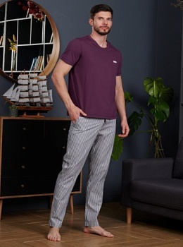 Пижама футболка + брюки для мужчин Indefini 173377
