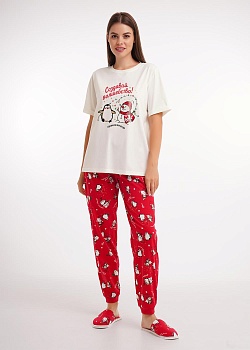 Комплект одежды футболка + брюки Новый год для женщин Clever 185411