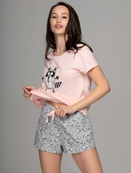Пижама футболка + шорты для женщин Indefini 173570