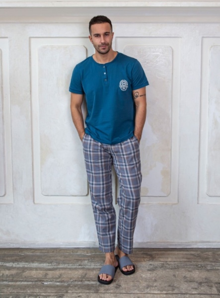 170705 Пижама мужская INDEFINI (футболка+брюки) PBC1025