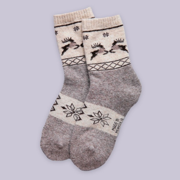 154655 Носки из 100% шерсти снежинки и олени 01109