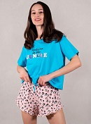 Пижама футболка + шорты для женщин Indefini 173954