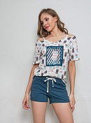 Пижама футболка + шорты для женщин Indefini 171240