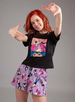 Пижама футболка + шорты для женщин Indefini 176614