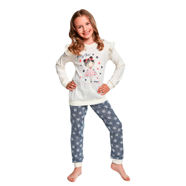 Пижама джемпер + брюки для девочек Cornette 152876