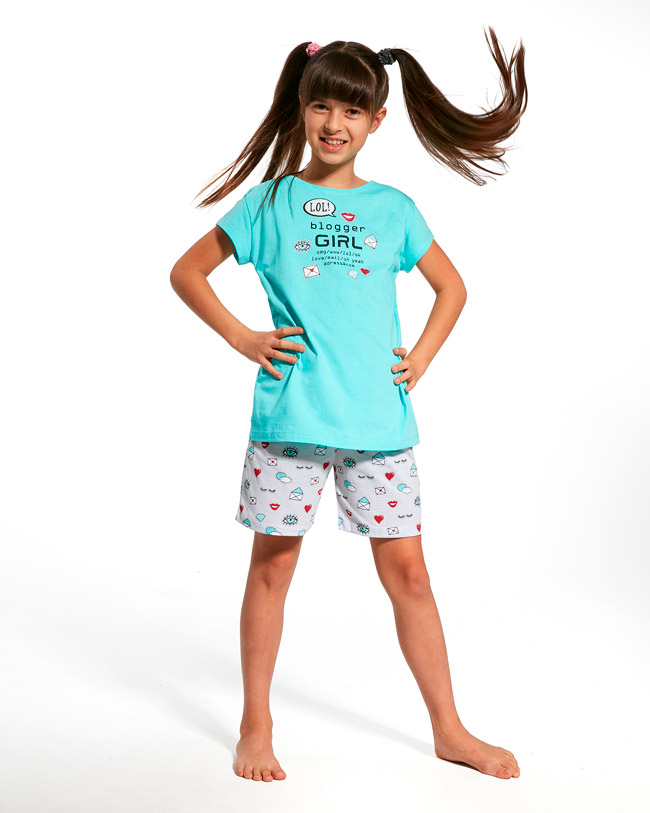 Пижама футболка + шорты для девочек Cornette 149489